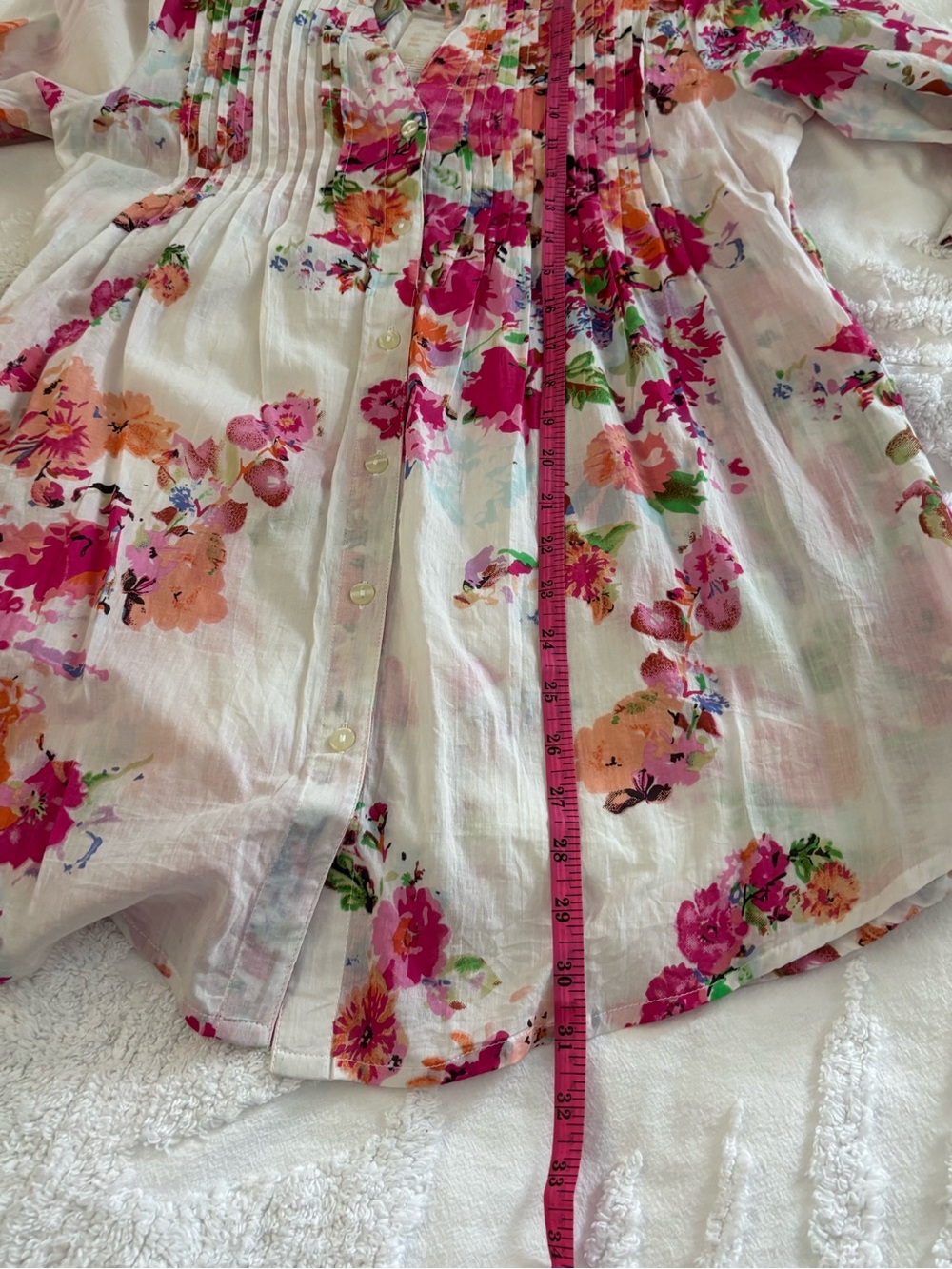 La Cera Floral Pintuck Dress with Pink & Coral Flowers - Picture 13 of 16